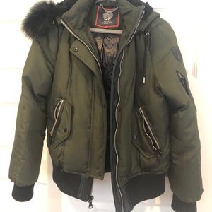 Vince Camuto faux fur-trim bomber hooded  jacket